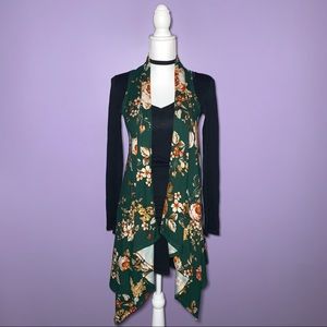 Boutique Green Floral Draped Vest